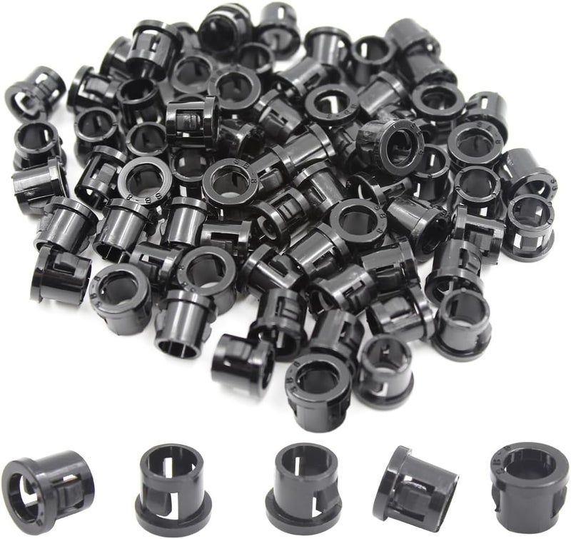 EASYEAH Store 5/16"(8mm) Black Snap-in Knockout Insulating Bushing Grommets, Plastic Cable Hole Grommets for Wiring, Round Nylon Snap in Locking Electrical Wire Cord Hose & Tubing Bushings Grommets, 70pcs - Image 1